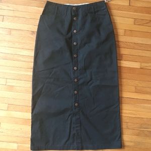 High Waist Button Midi Skirt